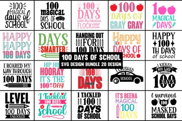 100 Days of School Svg Design Bundle