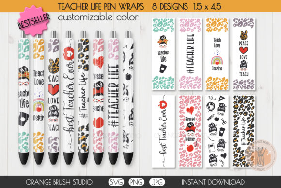 Pen Wrap Teacher SVG Bundle Waterslides