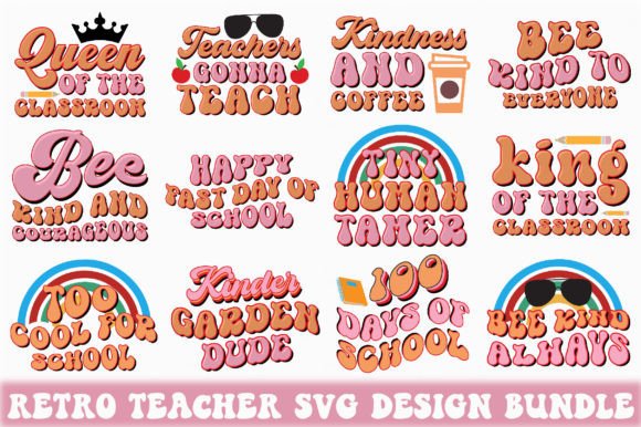 Retro Teacher SVG Design Bundle