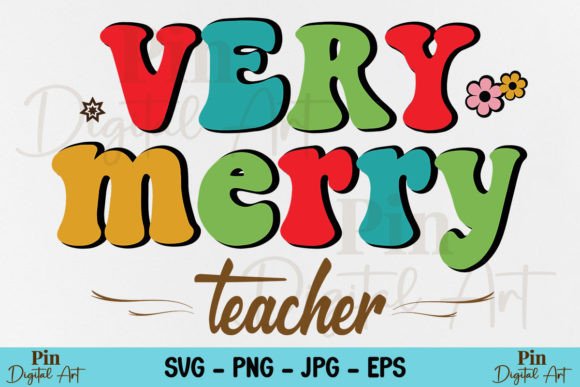 Very Merry Teacher SVG: Retro Christmas Graphics & Crafts